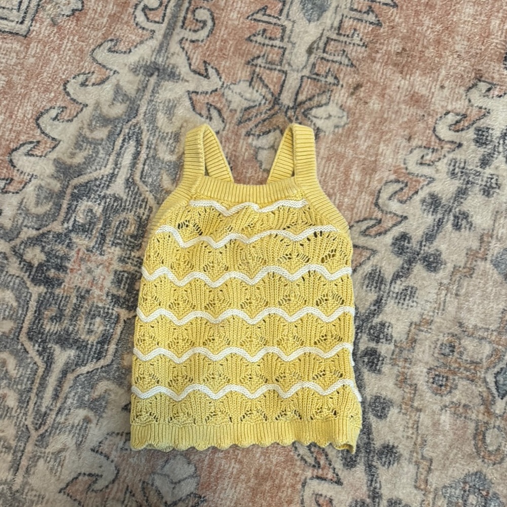 Yellow and White Knit Tank Top